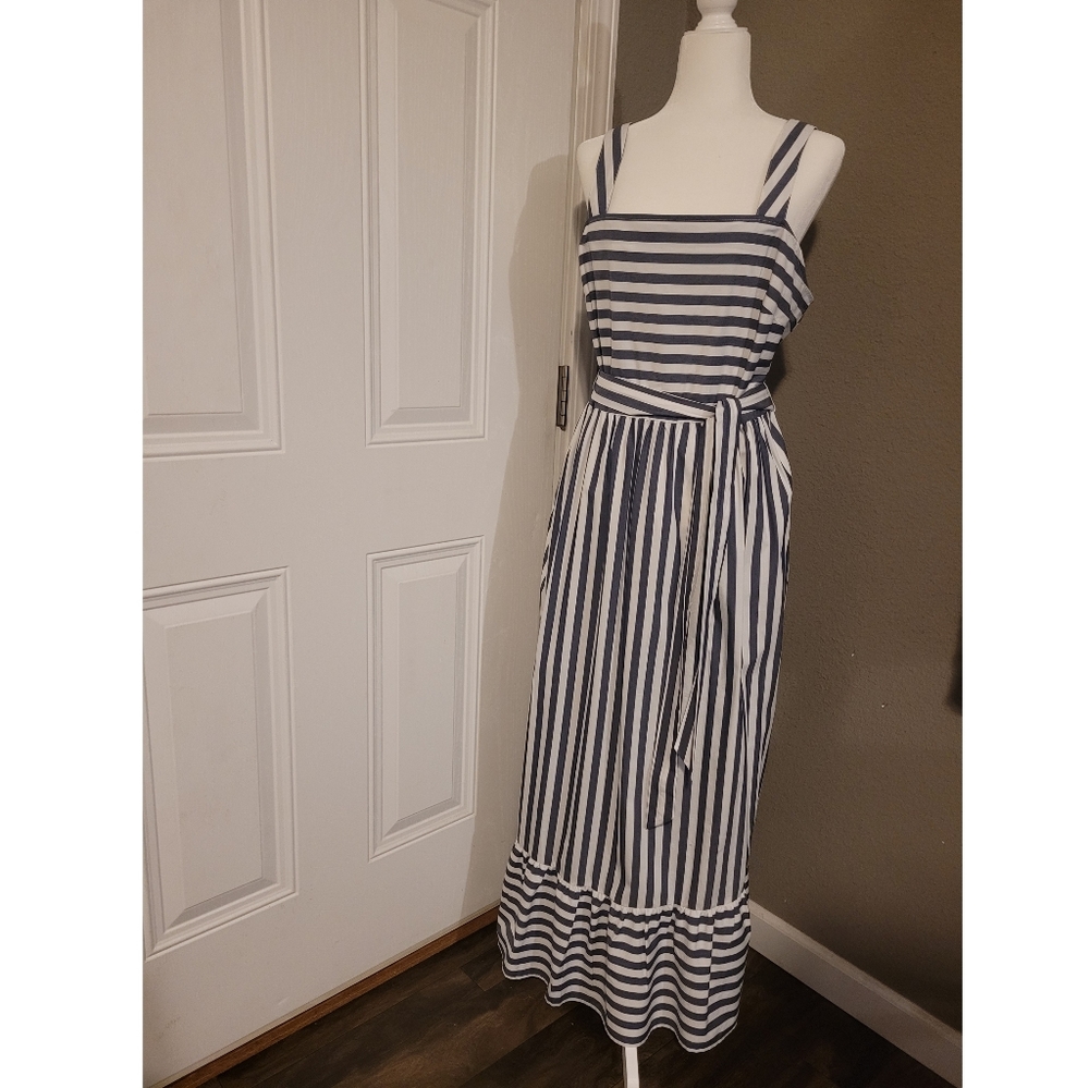 Striped Sleeveless Ruffle Hem Dress-A New Day
